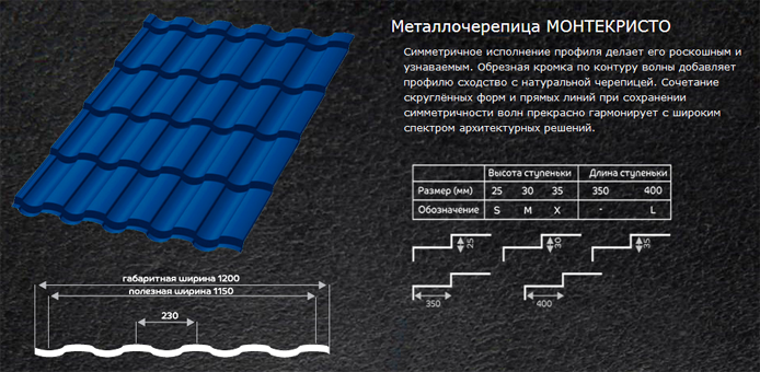 Металлочерепица МОНТЕКРИСТО Металлочерепица МОНТЕКРИСТО