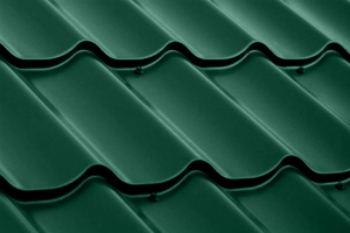 Металлочерепица Roofline, цвет зеленый Металлочерепица Roofline, цвет зеленый мох,RAL 6005