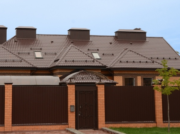 Металлочерепица Grand Line Классик, коричневая Металлочерепица Grand Line Классик, коричневая