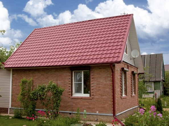 Металлочерепица Grand Line Квинта, Красный Металлочерепица Grand Line Квинта, Красный